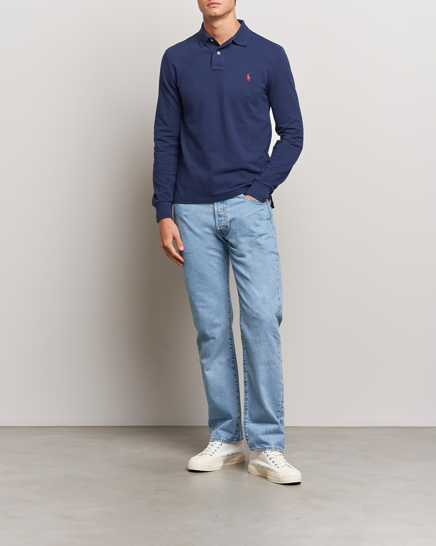 Herren | Poloshirts | Polo Ralph Lauren | Slim Fit Long Sleeve Polo Newport Navy