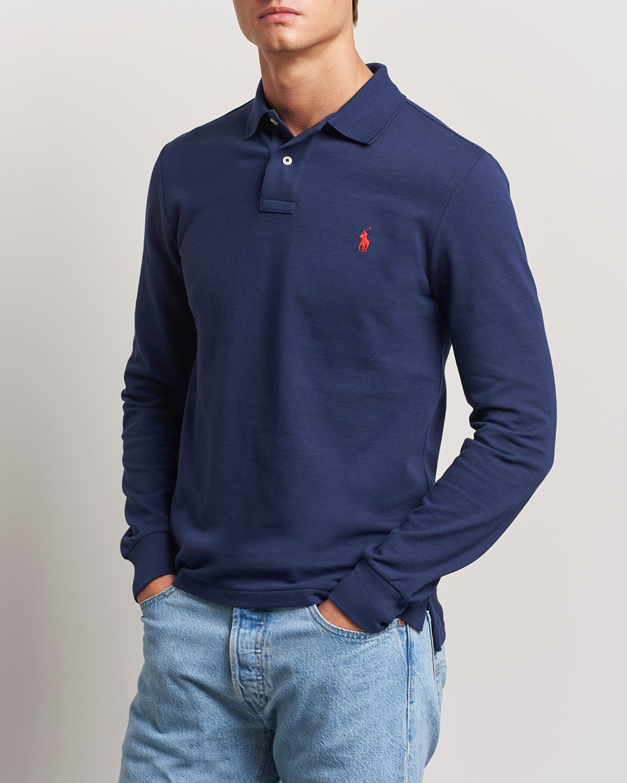 Herren | Poloshirts | Polo Ralph Lauren | Slim Fit Long Sleeve Polo Newport Navy