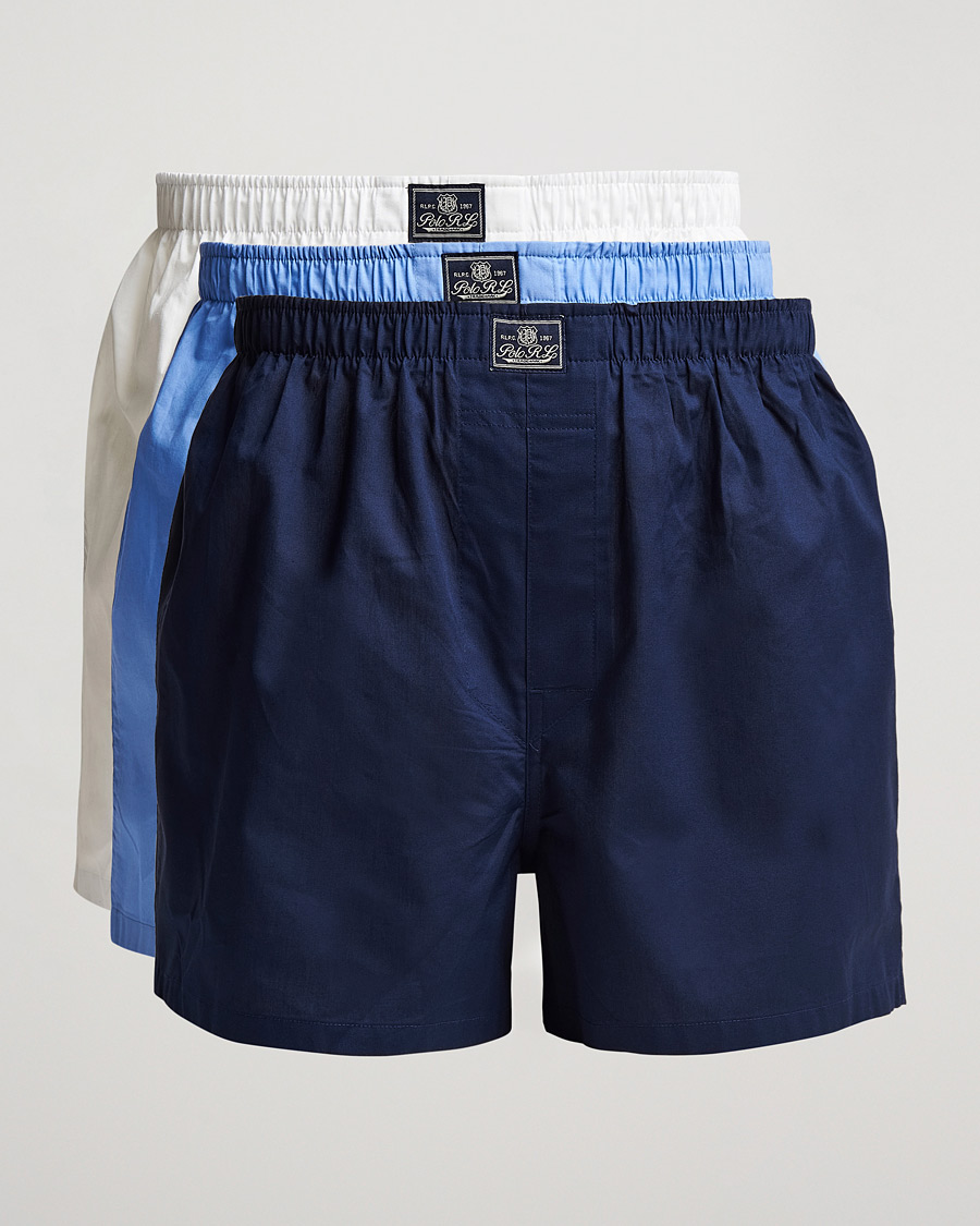Herren | Boxer-Short | Polo Ralph Lauren | 3-Pack Woven Boxer White/Blue/Navy