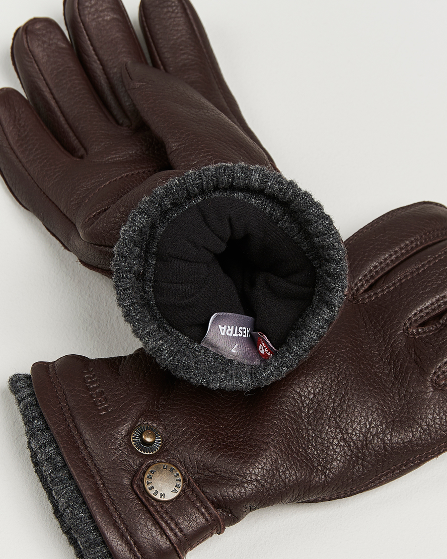 Herren | Handschuhe | Hestra | Utsjö Fleece Lined Buckle Elkskin Glove Espresso