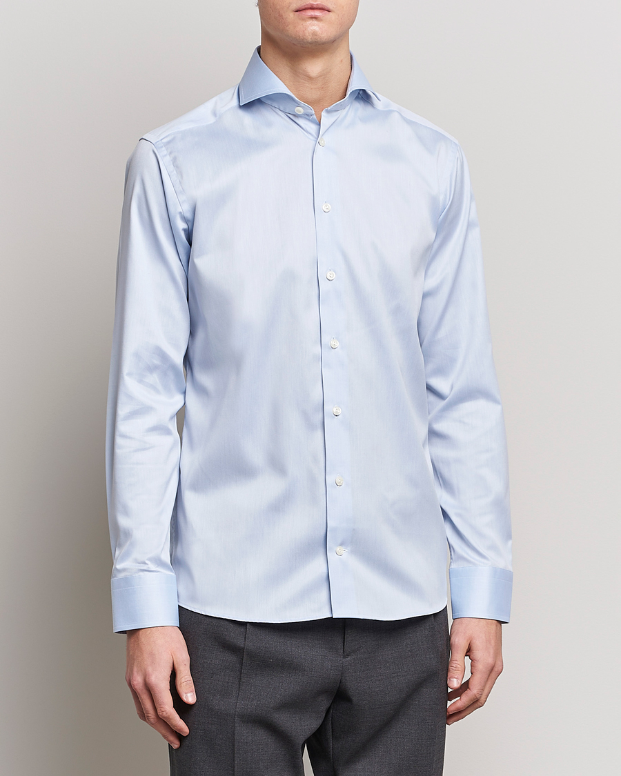 Herren | Eton | Eton | Slim Fit Twill Cut Away Shirt Light Blue