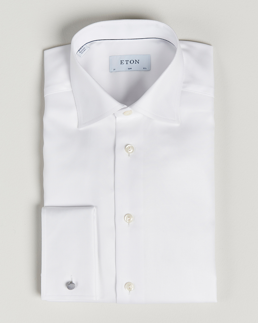 Herren | Hemden | Eton | Slim Fit Twill Double Cuff Shirt White