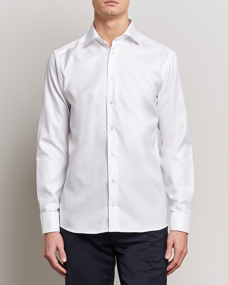 Herren | Stilvolle Silvester-Party | Eton | Slim Fit Twill Double Cuff Shirt White