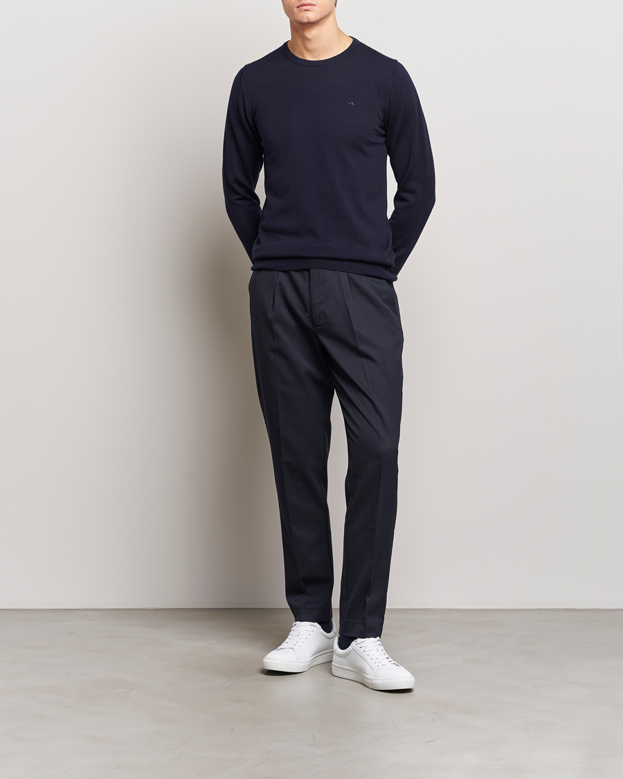 Herren | Pullover | J.Lindeberg | Lyle True Merino Crew Neck Pullover Navy