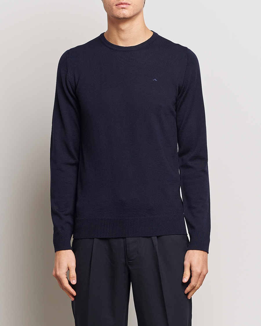 Herren | Rundausschnitt | J.Lindeberg | Lyle True Merino Crew Neck Pullover Navy