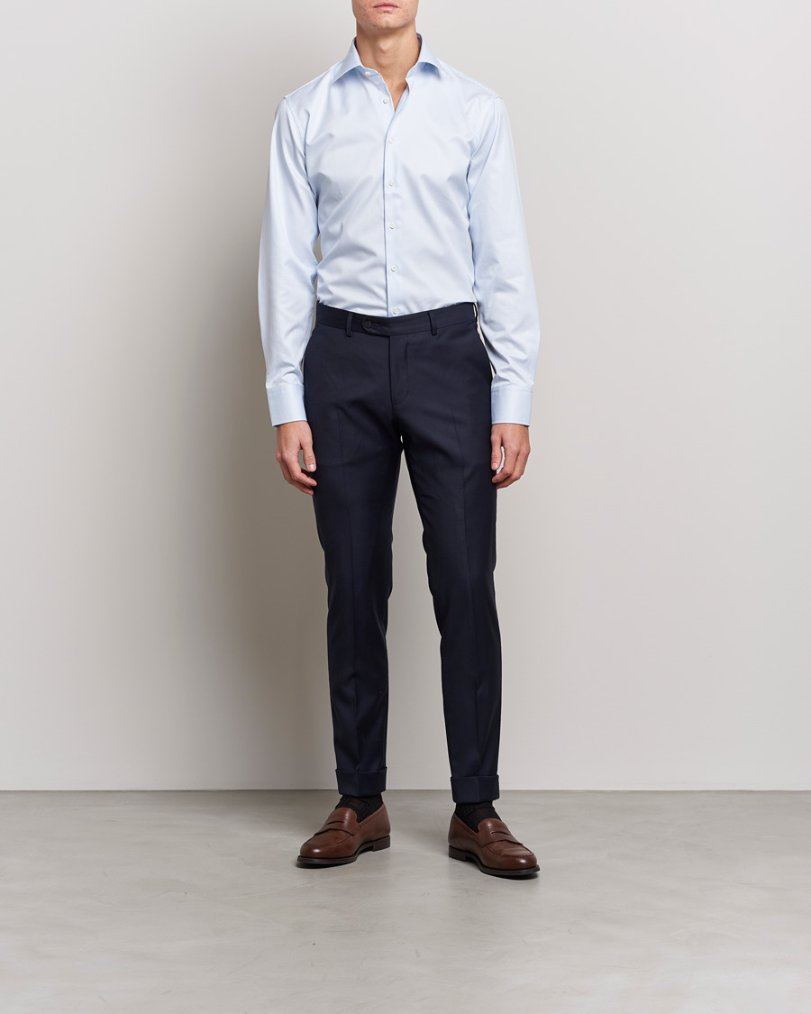 Herren | Stenströms | Stenströms | Fitted Body Thin Stripe Shirt White/Blue