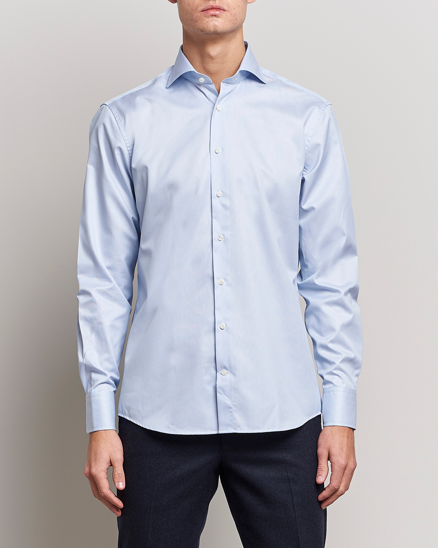 Herren | Hemden | Stenströms | Fitted Body Thin Stripe Shirt White/Blue