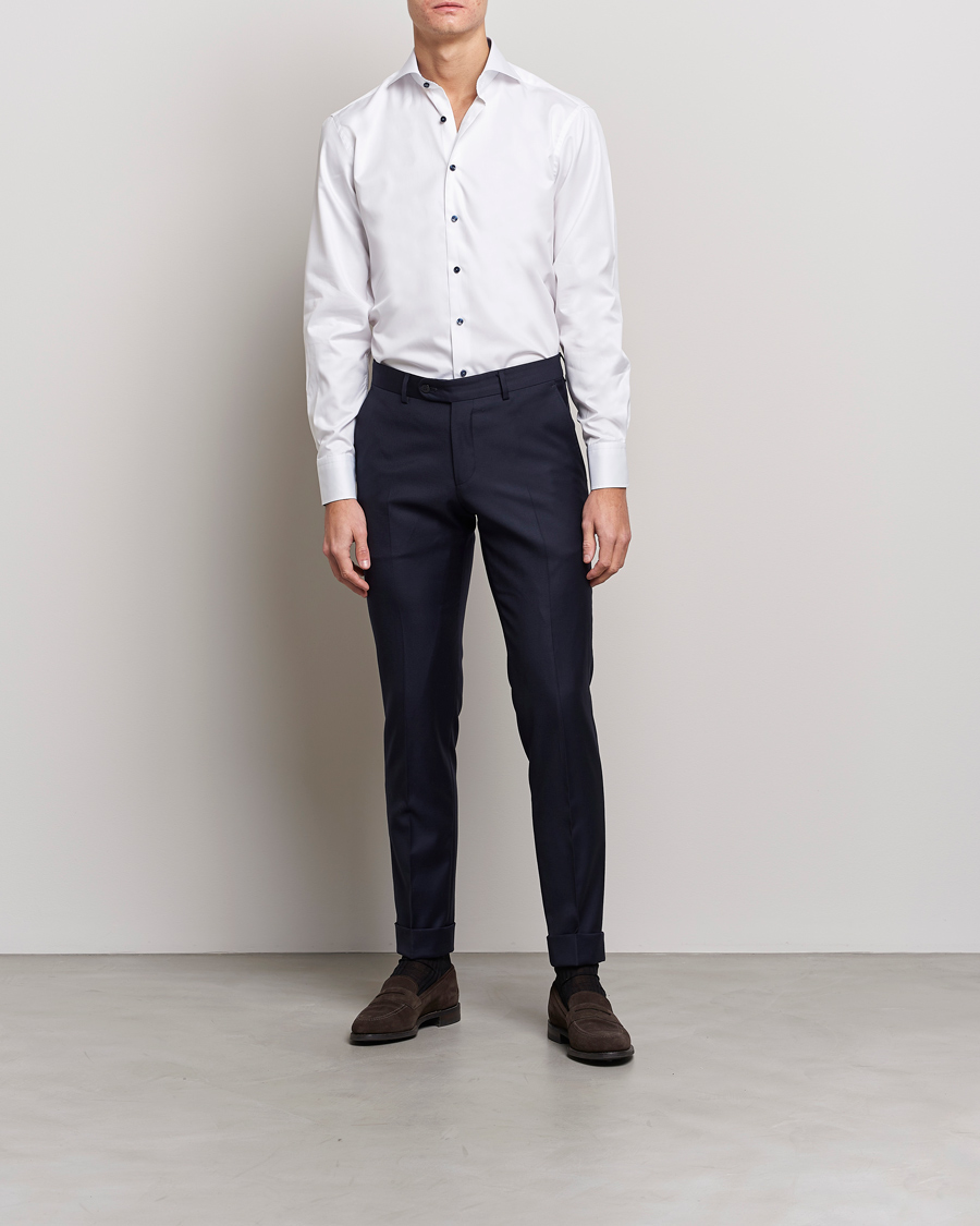 Herren | Kategorie | Stenströms | Fitted Body Contrast Shirt White