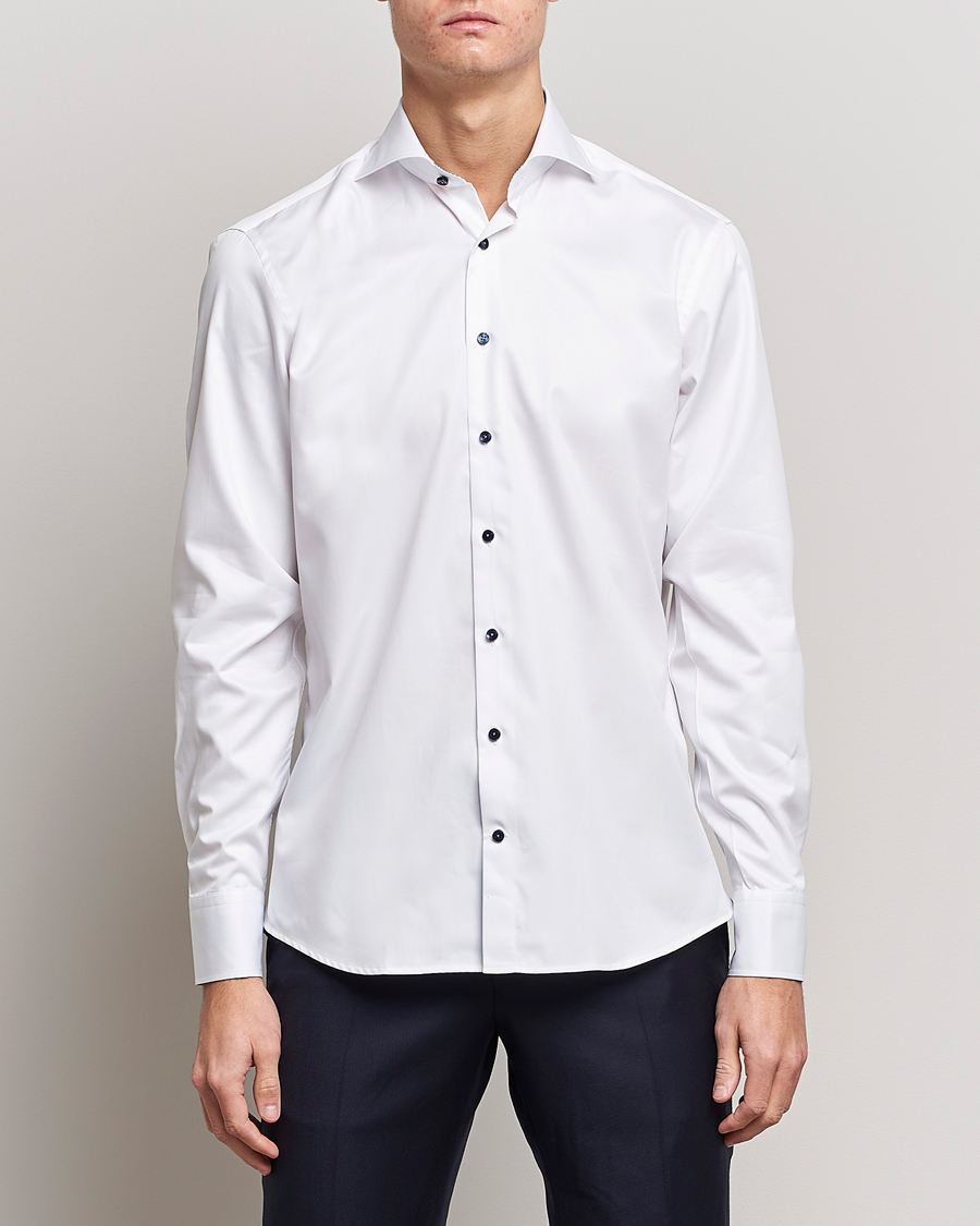 Herren | Formelle Hemden | Stenströms | Fitted Body Contrast Shirt White