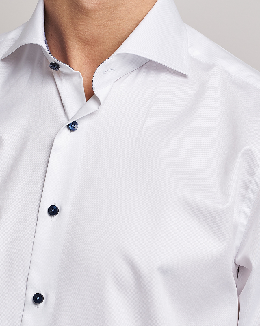 Herren | Hemden | Stenströms | Fitted Body Contrast Shirt White