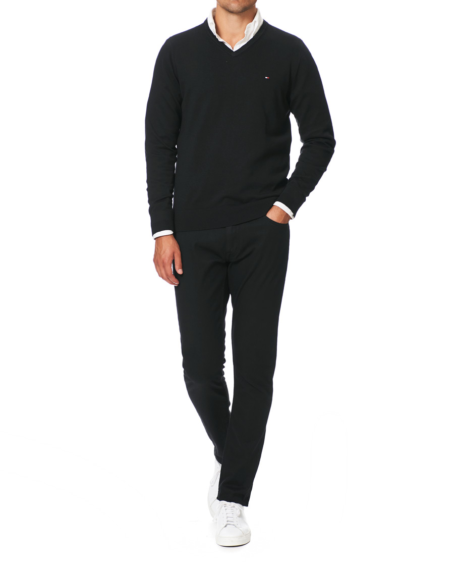 Herren | Pullover | Tommy Hilfiger | Cotton/Silk V-Neck Pullover Flag Black
