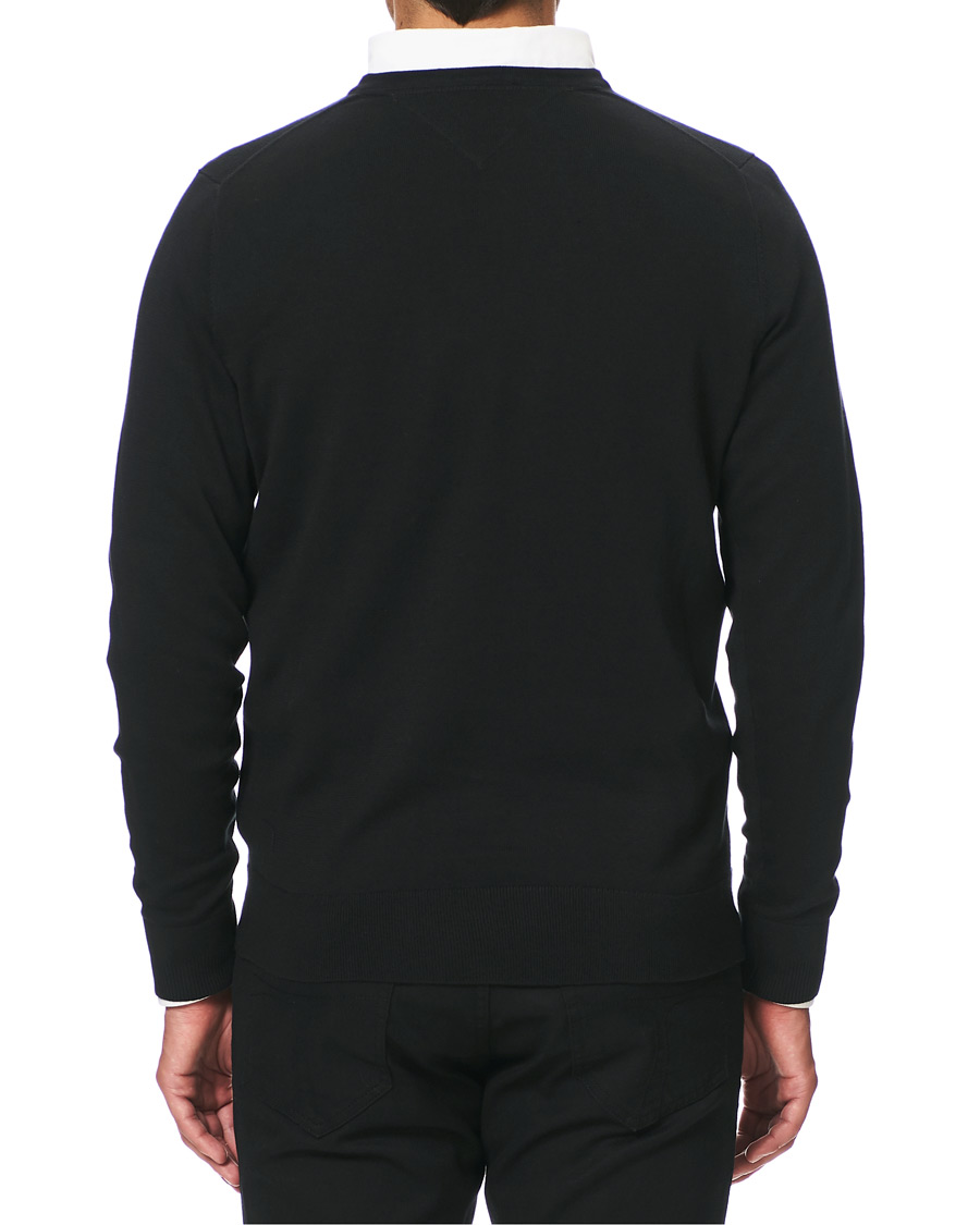 Tommy Hilfiger Cotton Silk V Neck Pullover Flag Black