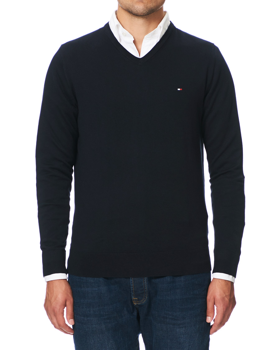 Herren | Pullover | Tommy Hilfiger | Cotton/Silk V-Neck Pullover Sky Captain