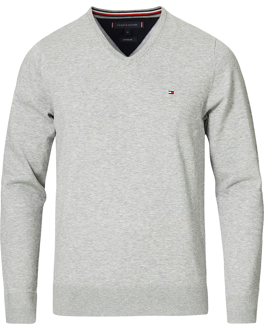 Herren | Pullover | Tommy Hilfiger | Cotton/Silk V-Neck Pullover Cloud Heather