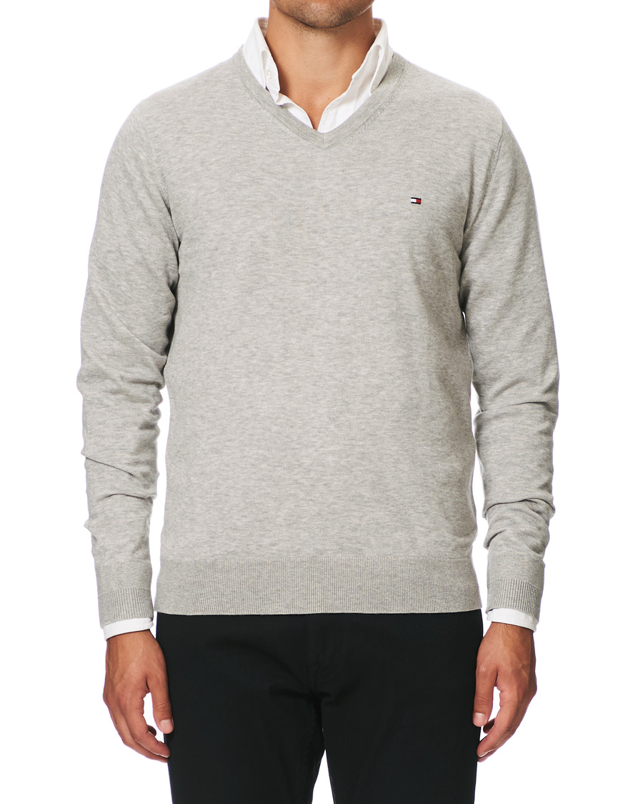 Herren | Pullover | Tommy Hilfiger | Cotton/Silk V-Neck Pullover Cloud Heather