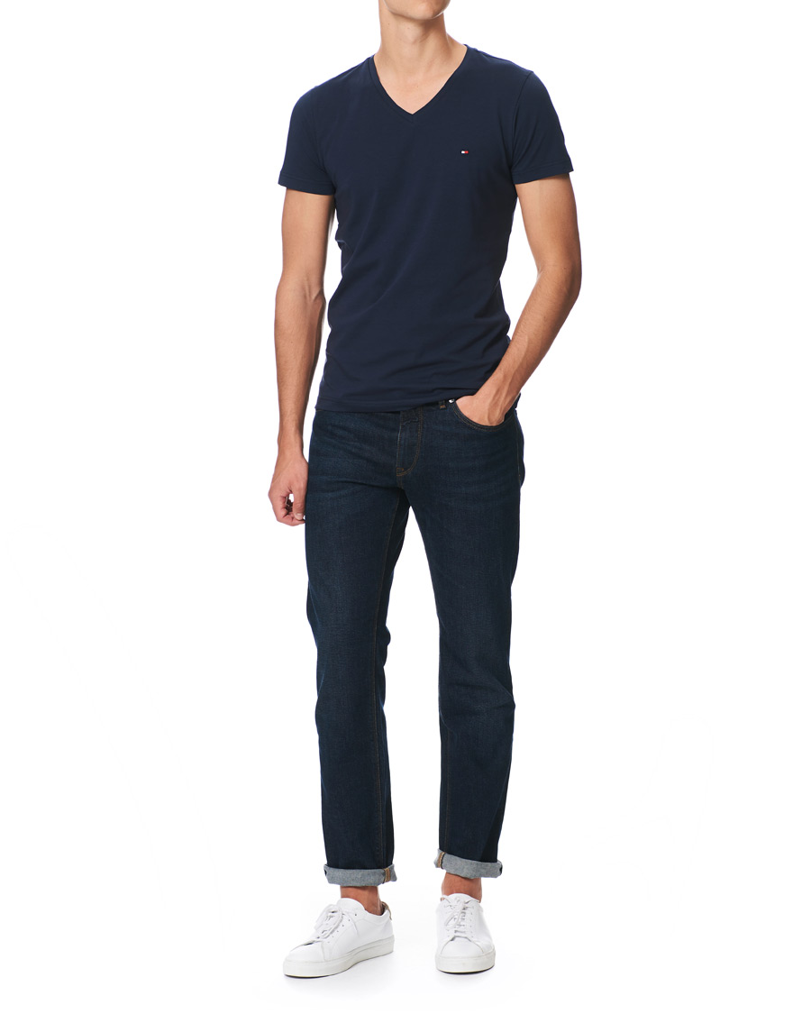 Herren | T-Shirts | Tommy Hilfiger | Slim Fit Stretch V-Neck Tee Navy Blazer