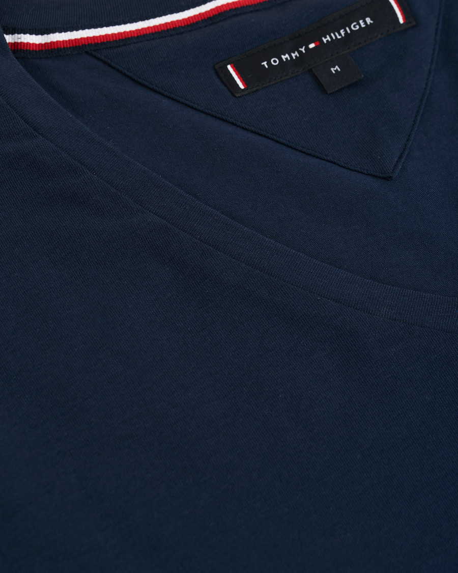Herren | T-Shirts | Tommy Hilfiger | Slim Fit Stretch V-Neck Tee Navy Blazer