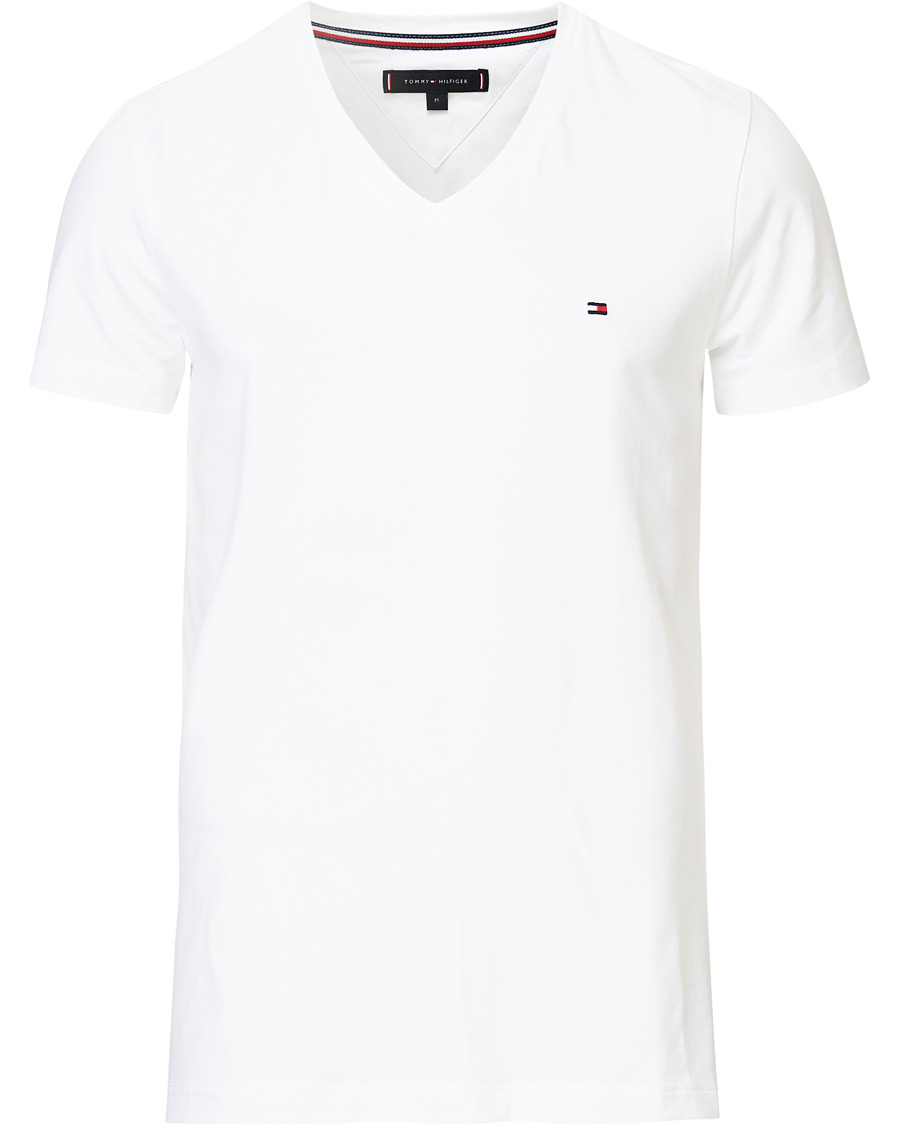 Herren | T-Shirts | Tommy Hilfiger | Slim Fit Stretch V-Neck Tee Bright White