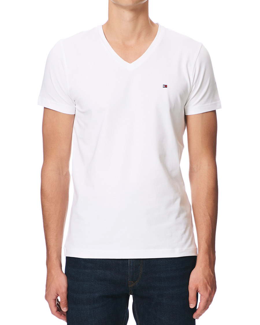 Herren | T-Shirts | Tommy Hilfiger | Slim Fit Stretch V-Neck Tee Bright White