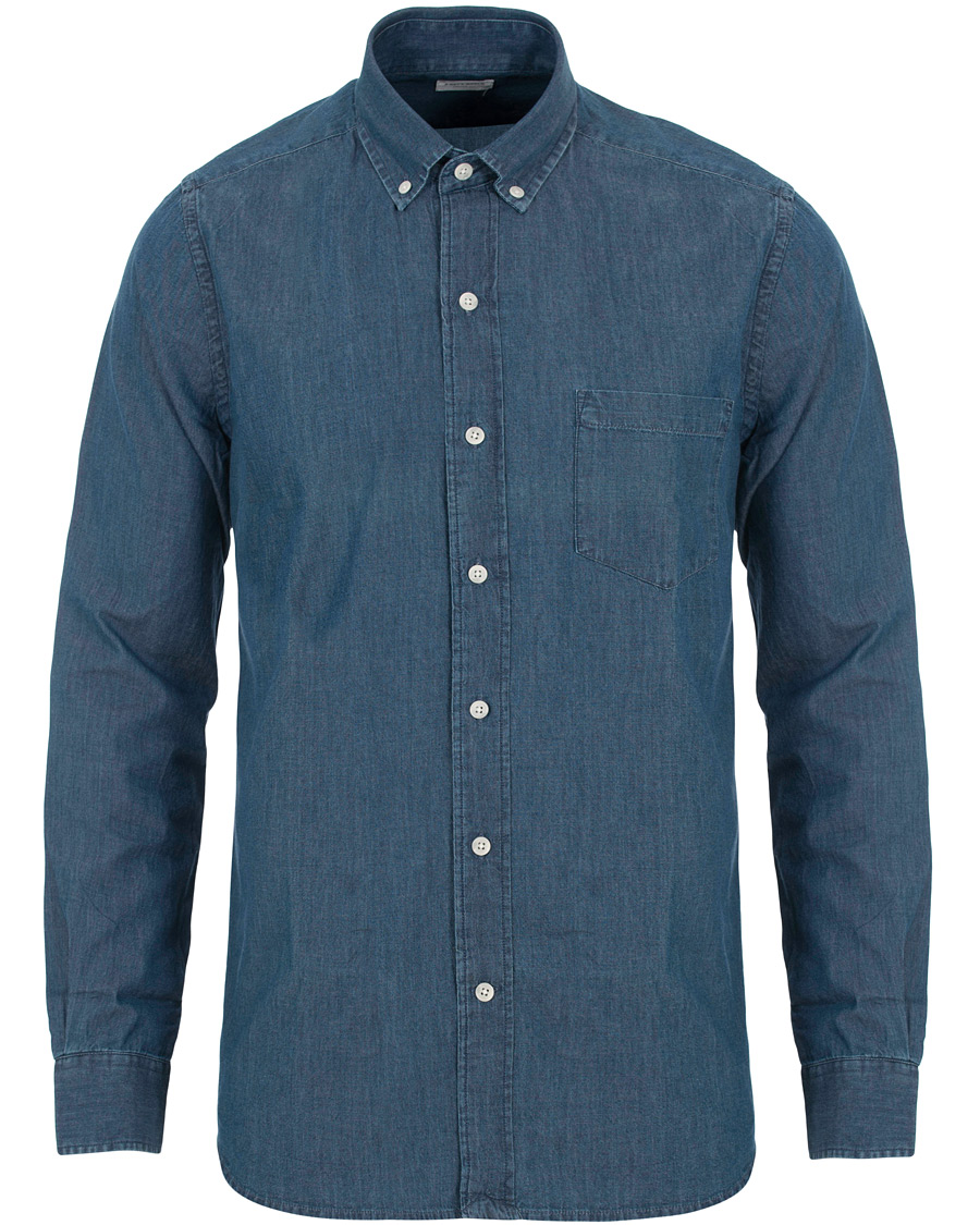 Herren | Hemden | A Day's March | Button Down Denim Shirt Washed Blue