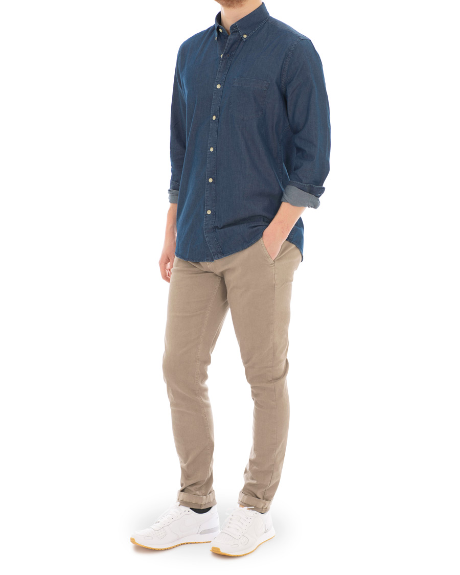 Herren | Hemden | A Day's March | Button Down Denim Shirt Washed Blue