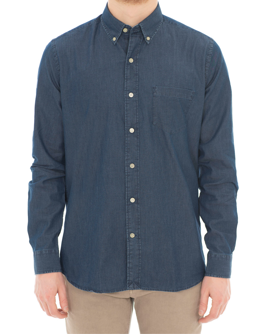 Herren | Hemden | A Day's March | Button Down Denim Shirt Washed Blue