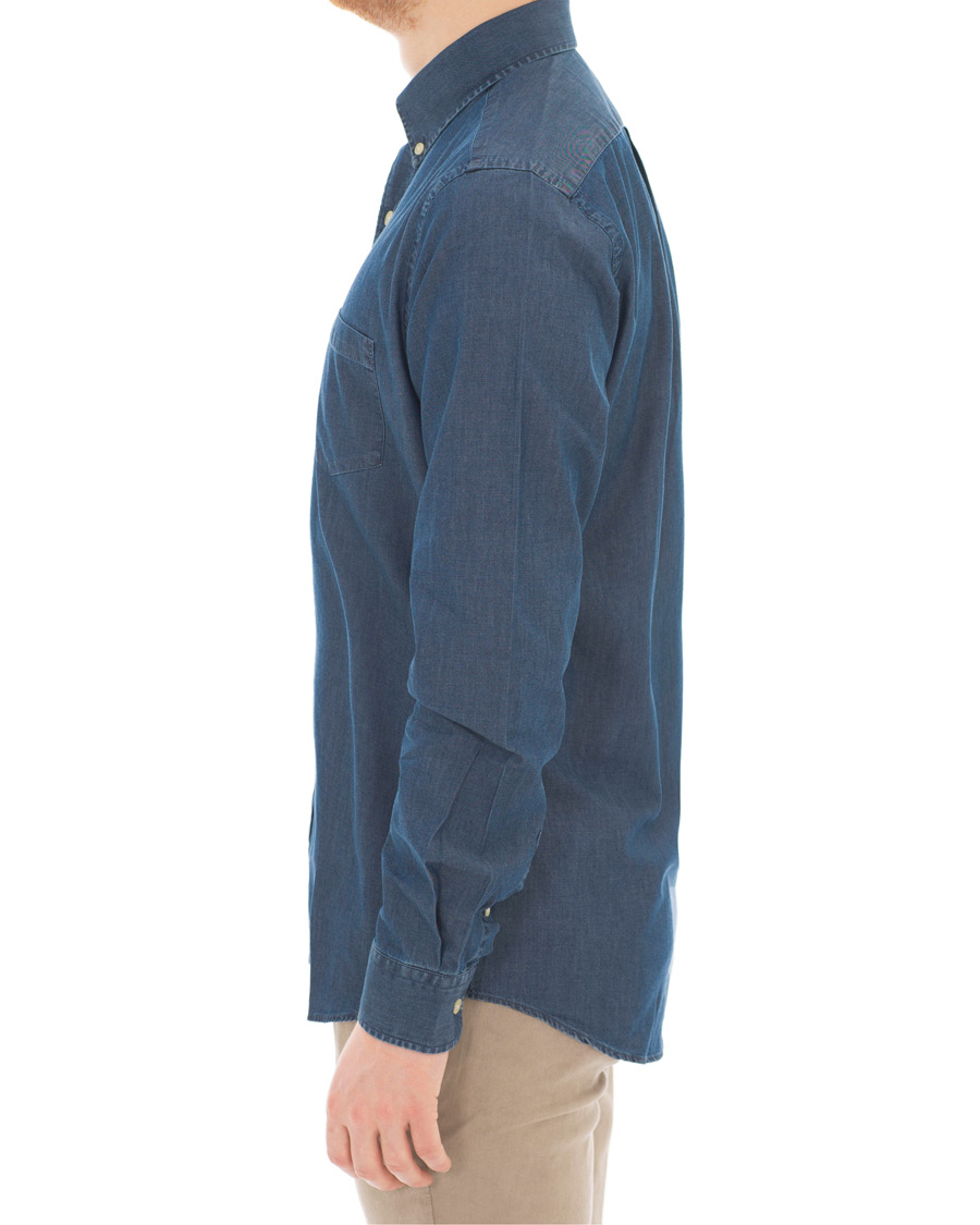 Herren | Hemden | A Day's March | Button Down Denim Shirt Washed Blue