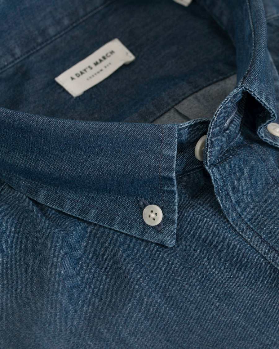 Herren | Hemden | A Day's March | Button Down Denim Shirt Washed Blue