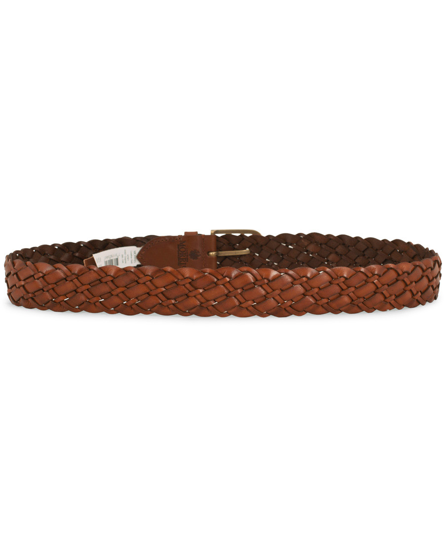 Herren | Morris Braided Leather 3,5 cm Belt Cognac | Morris | Braided Leather 3,5 cm Belt Cognac