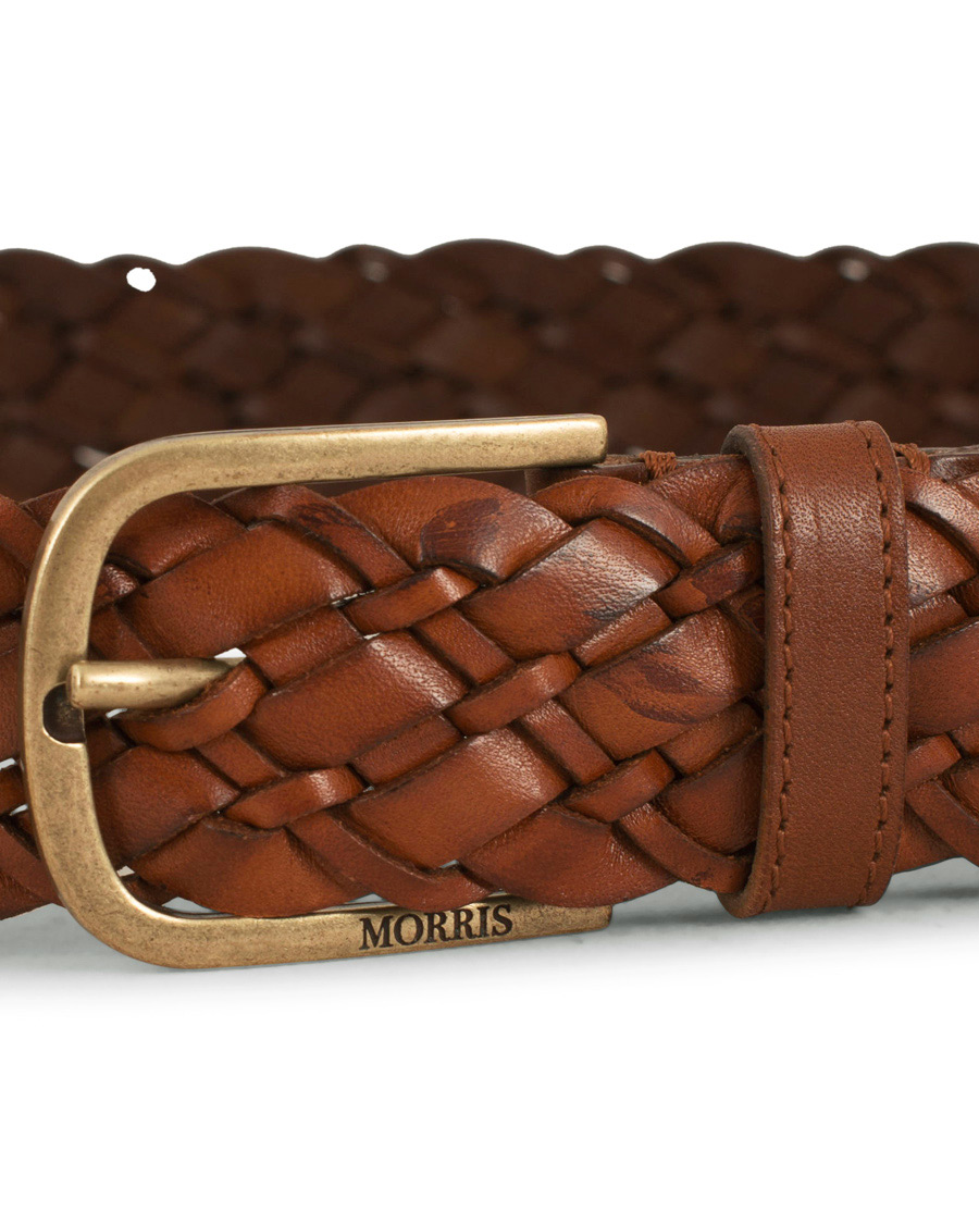 Herren | Morris Braided Leather 3,5 cm Belt Cognac | Morris | Braided Leather 3,5 cm Belt Cognac