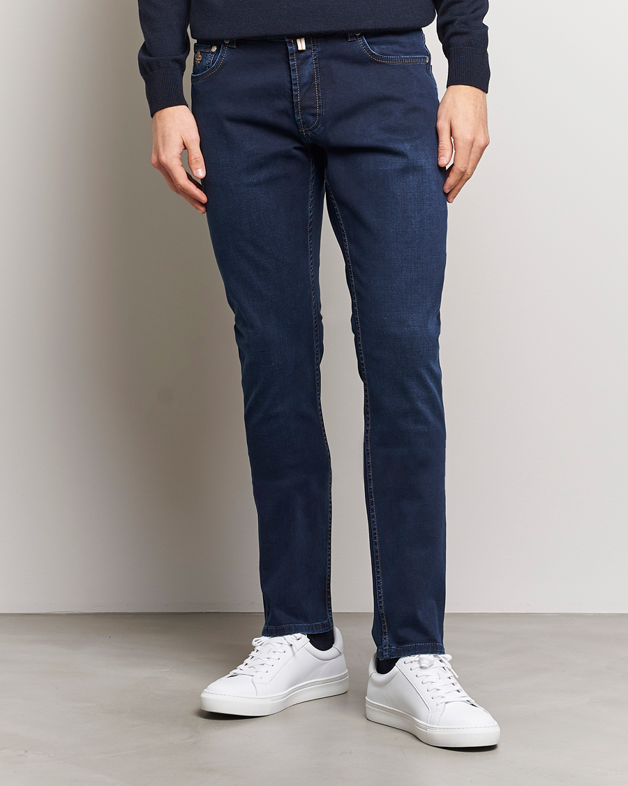 Men | Morris | Morris | Steve Satin Jeans Dark Blue