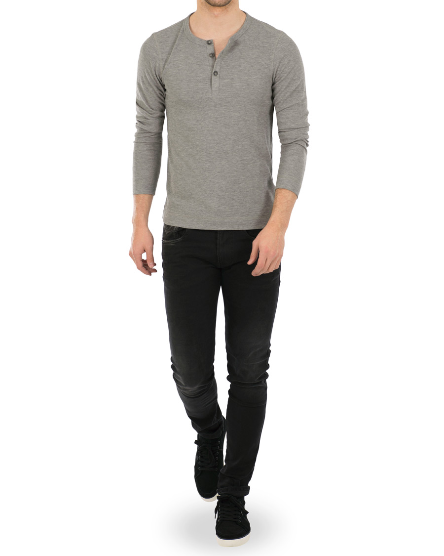 Herren | Pullover | BOSS ORANGE | BOSS Casual Trix Fine Heather Waffle Henley Mid Grey Melange