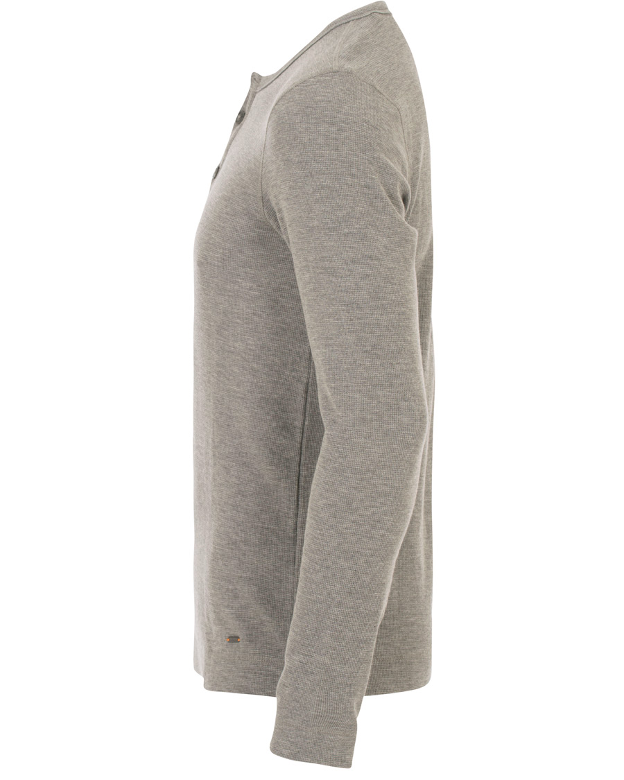 Herren | Pullover | BOSS ORANGE | BOSS Casual Trix Fine Heather Waffle Henley Mid Grey Melange