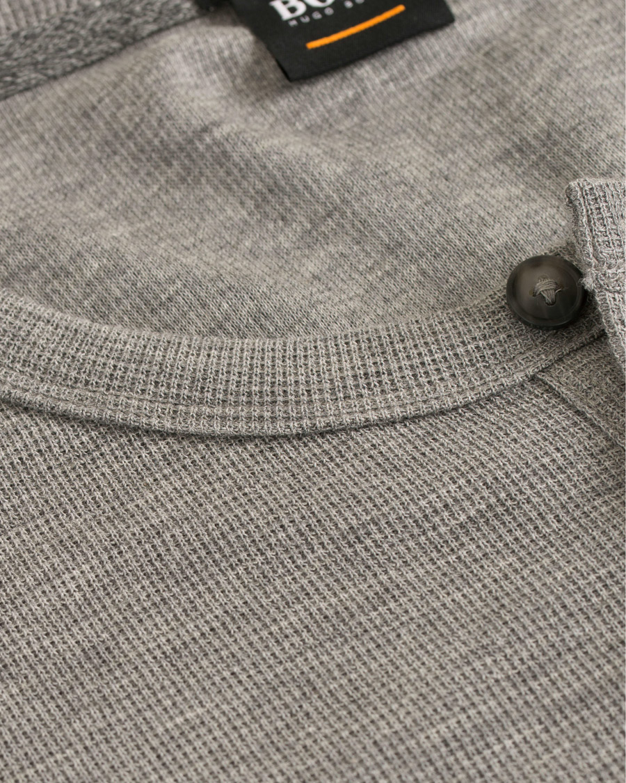 Herren | Pullover | BOSS ORANGE | BOSS Casual Trix Fine Heather Waffle Henley Mid Grey Melange
