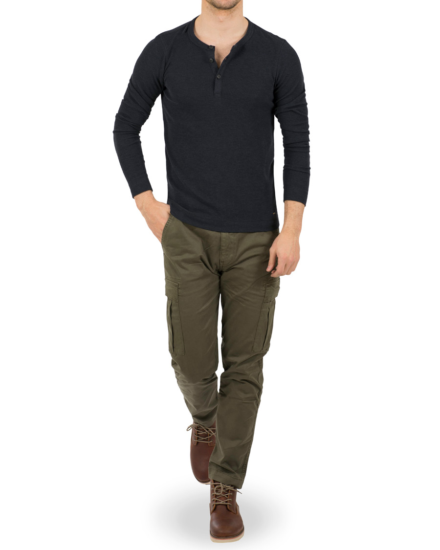 Herren | Pullover | BOSS ORANGE | BOSS Casual Trix Fine Heather Waffle Henley Navy