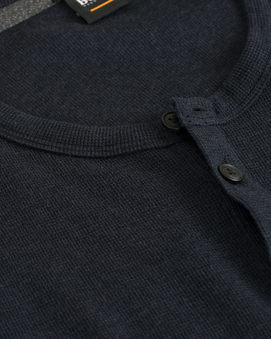 Herren | Pullover | BOSS ORANGE | BOSS Casual Trix Fine Heather Waffle Henley Navy