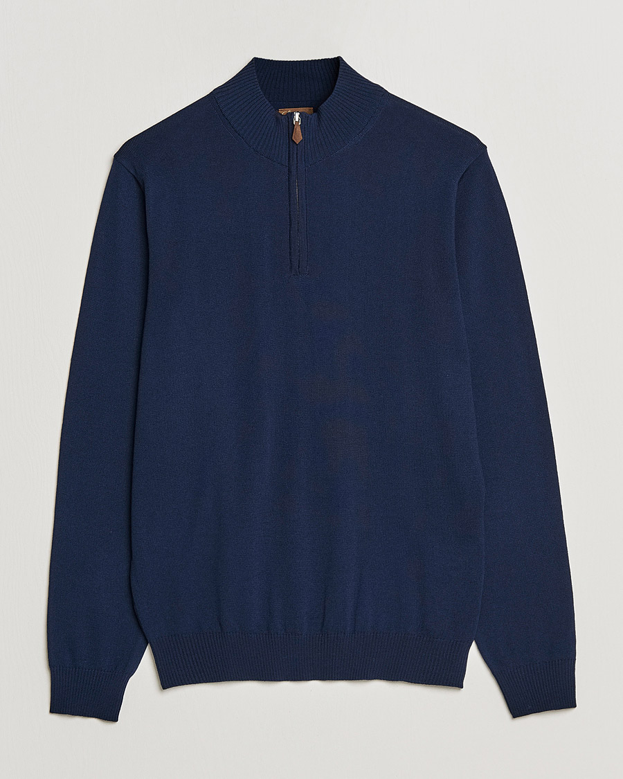 Herren | Pullover | Stenströms | Merino Wool Half Zip Navy