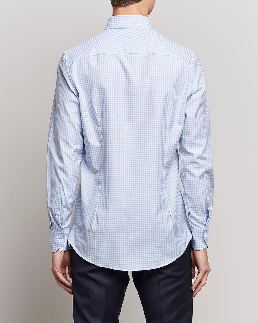 Herren | Hemden | Stenströms | 1899 Slimline Button Down Check Shirt White/Blue