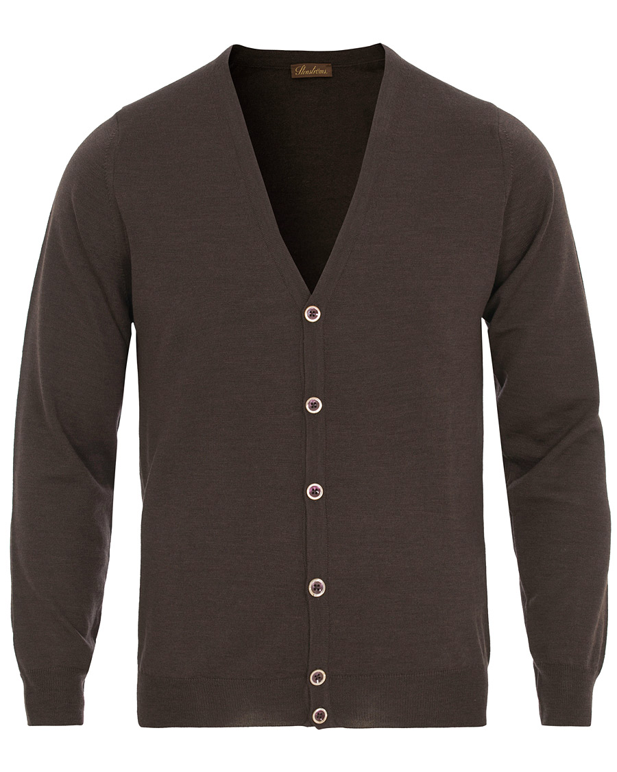 Herren | Pullover | Stenströms | Merino Zegna Knitted Cardigan Brown