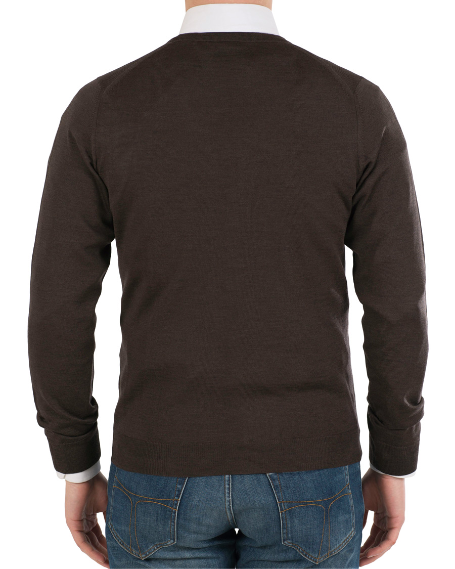 Herren | Pullover | Stenströms | Merino Zegna Knitted Cardigan Brown