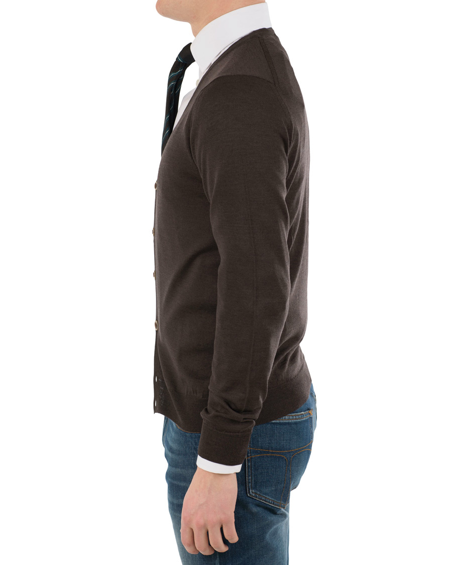 Herren | Pullover | Stenströms | Merino Zegna Knitted Cardigan Brown