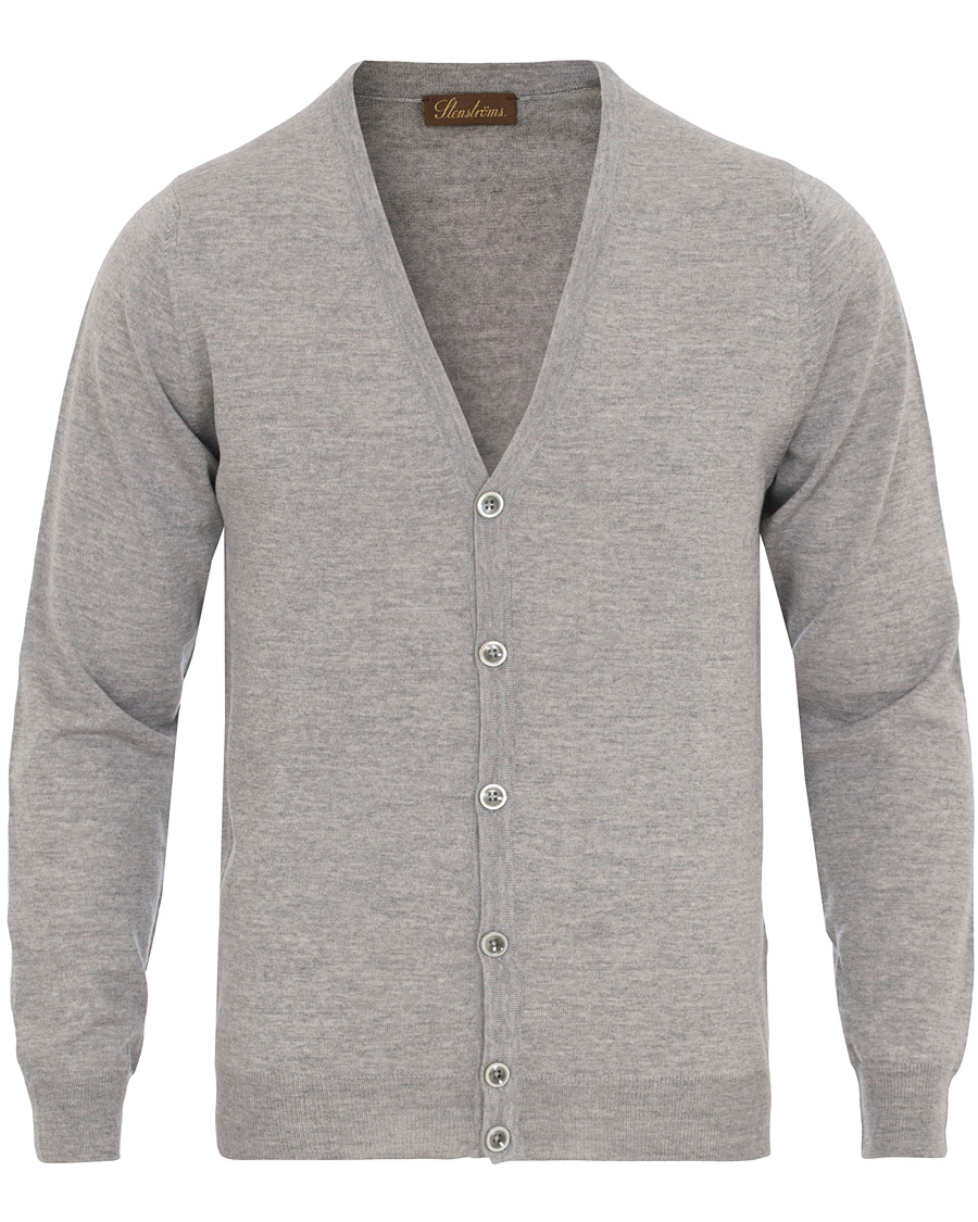Herren | Pullover | Stenströms | Merino Zegna Knitted Cardigan Grey
