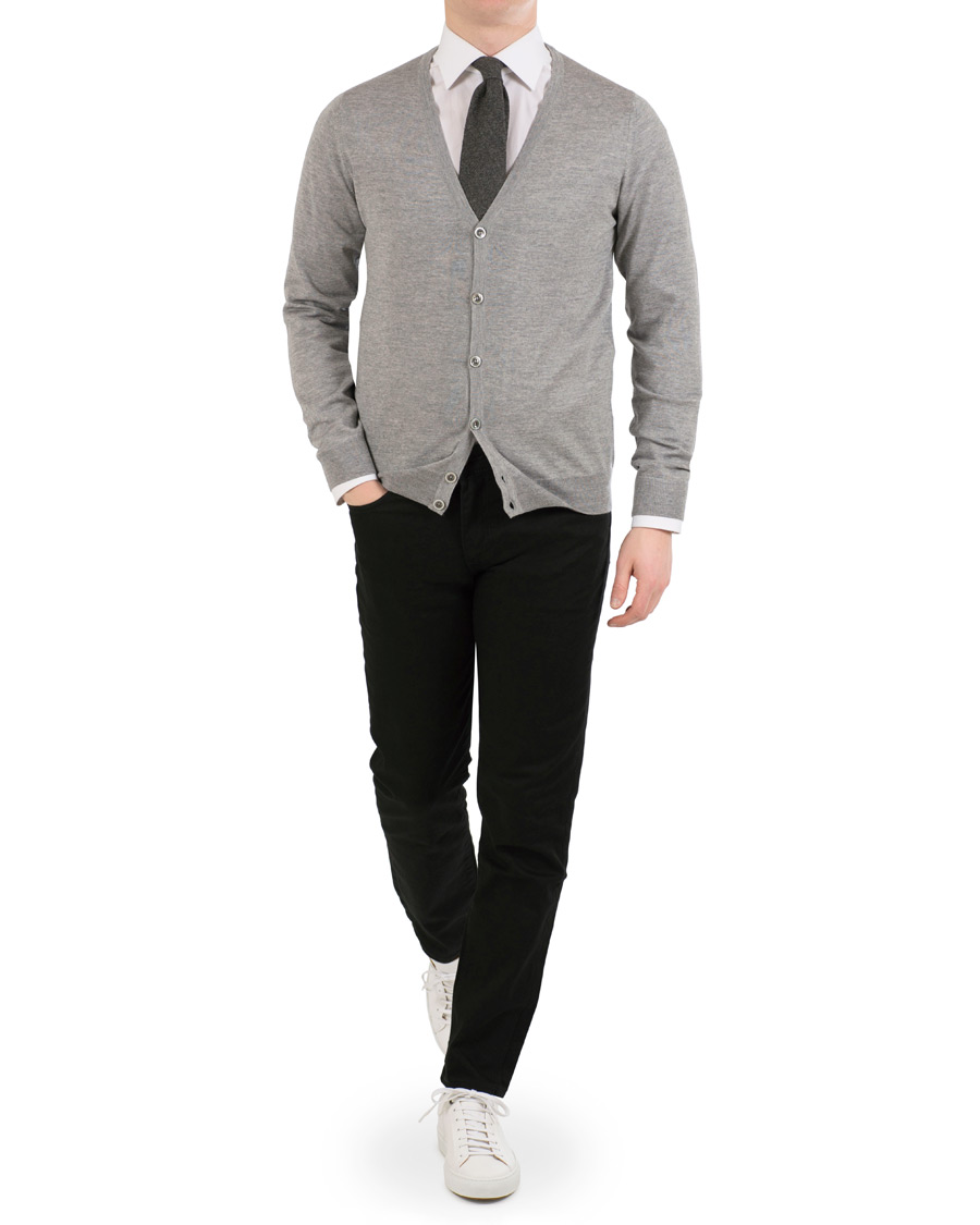 Herren | Pullover | Stenströms | Merino Zegna Knitted Cardigan Grey