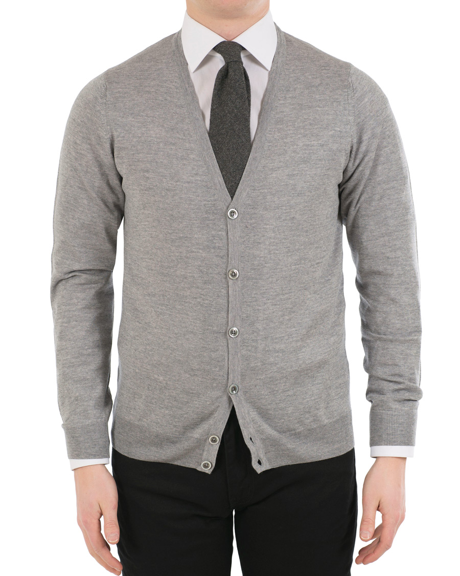Herren | Pullover | Stenströms | Merino Zegna Knitted Cardigan Grey