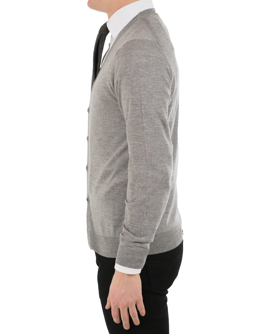 Herren | Pullover | Stenströms | Merino Zegna Knitted Cardigan Grey