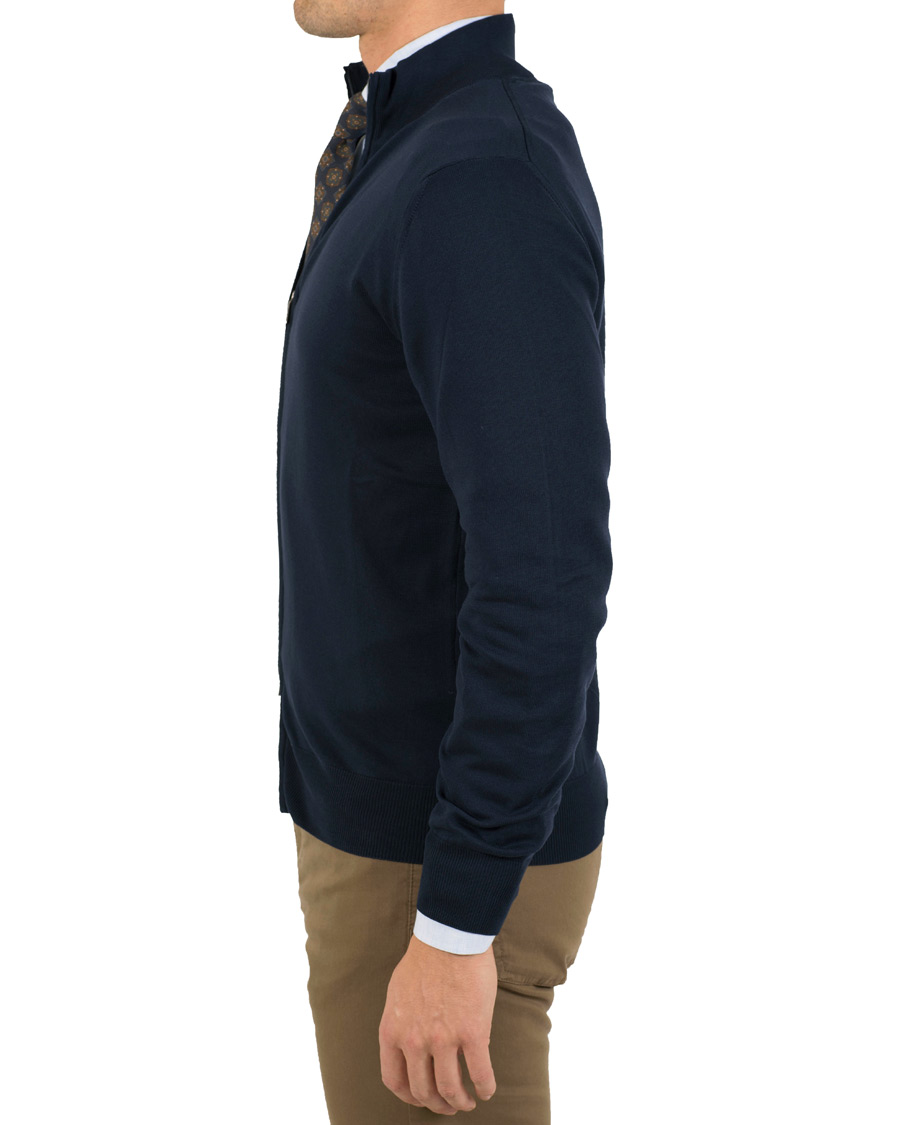 Herren | Pullover | Canali | Cotton Full Zip Navy