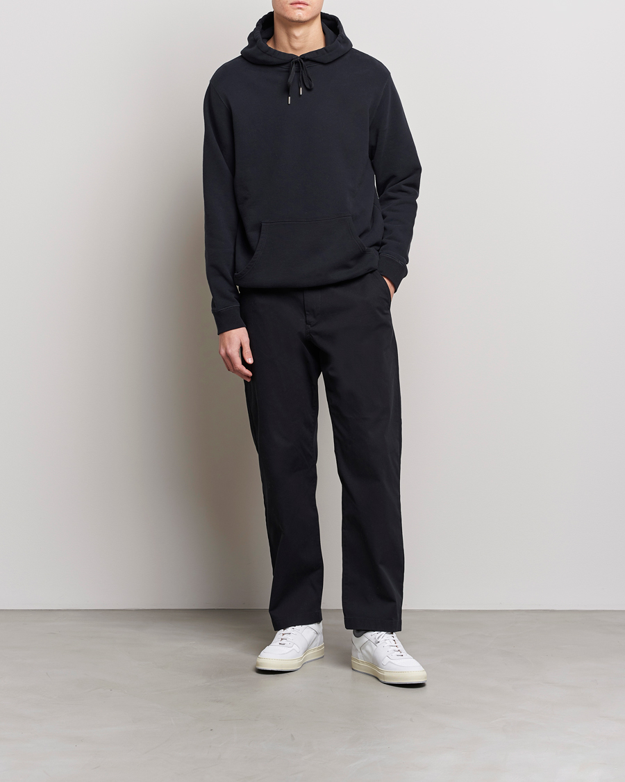 Herren | Pullover | Sunspel | Loopback Hoodie Black