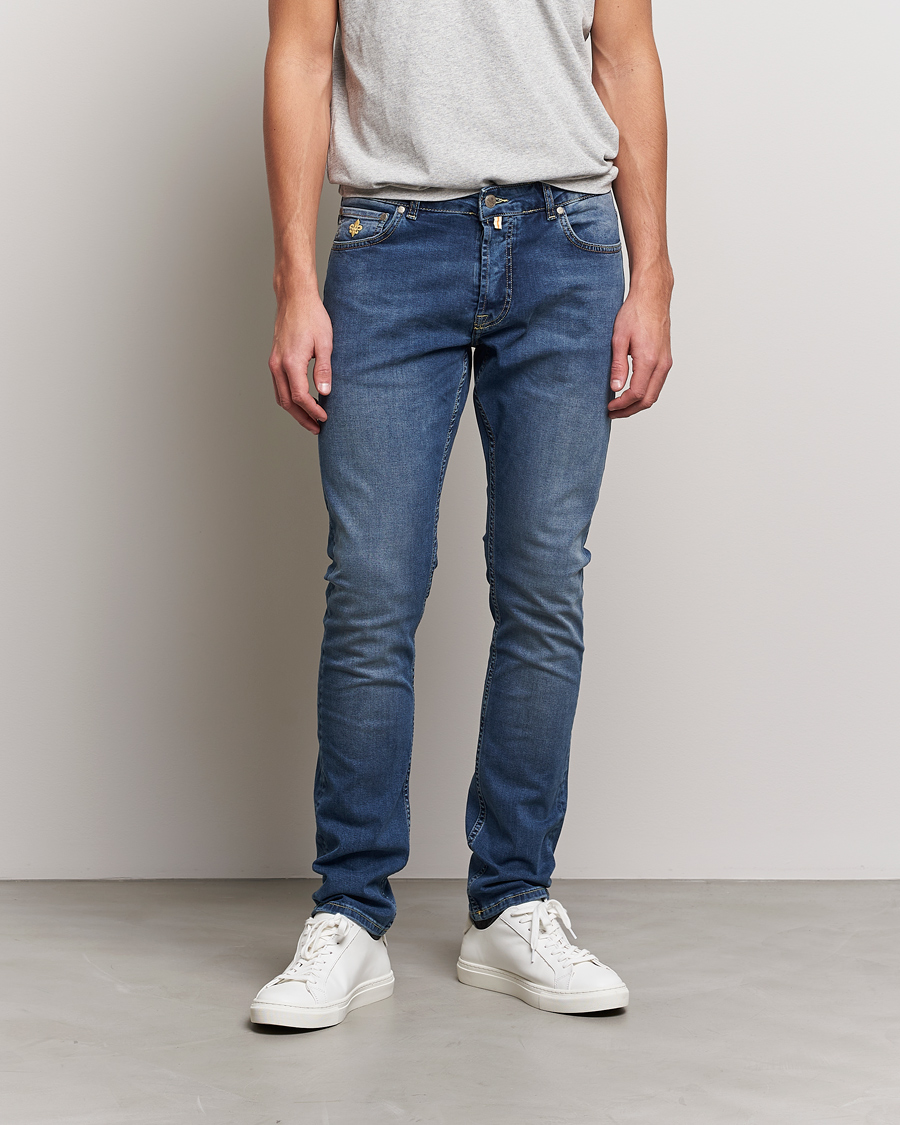 Herren |  | Morris | Steve Satin Stretch Jeans Semi Dark Wash