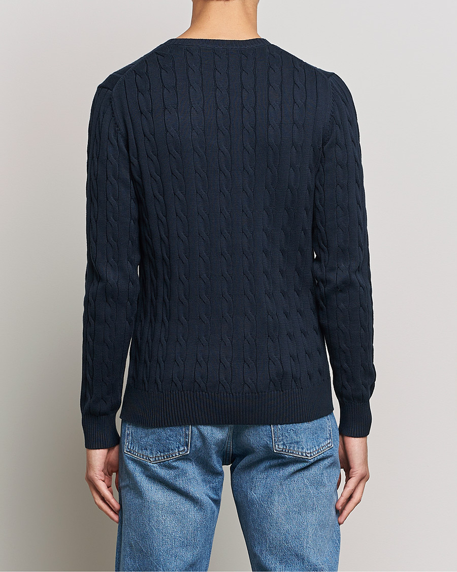 Herren | Pullover | GANT | Cotton Cable Crew Neck Pullover Evening Blue