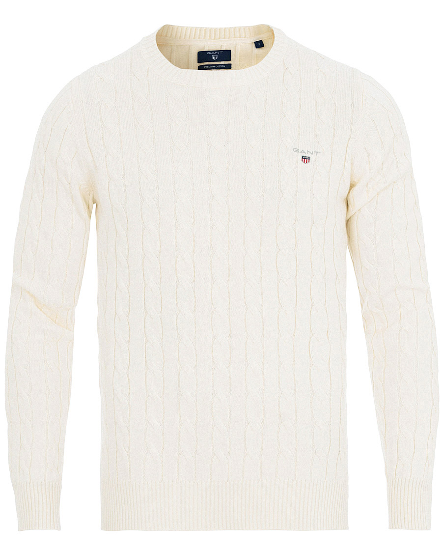 Herren | Pullover | GANT | Cotton Cable Crew Neck Pullover Creem